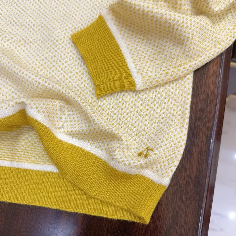 ملابس أطفال بناتي سترة أطفال سترة محبوكة للفتيات الجميلات مع ياقة صفراء بلوفر مريح ودافئ