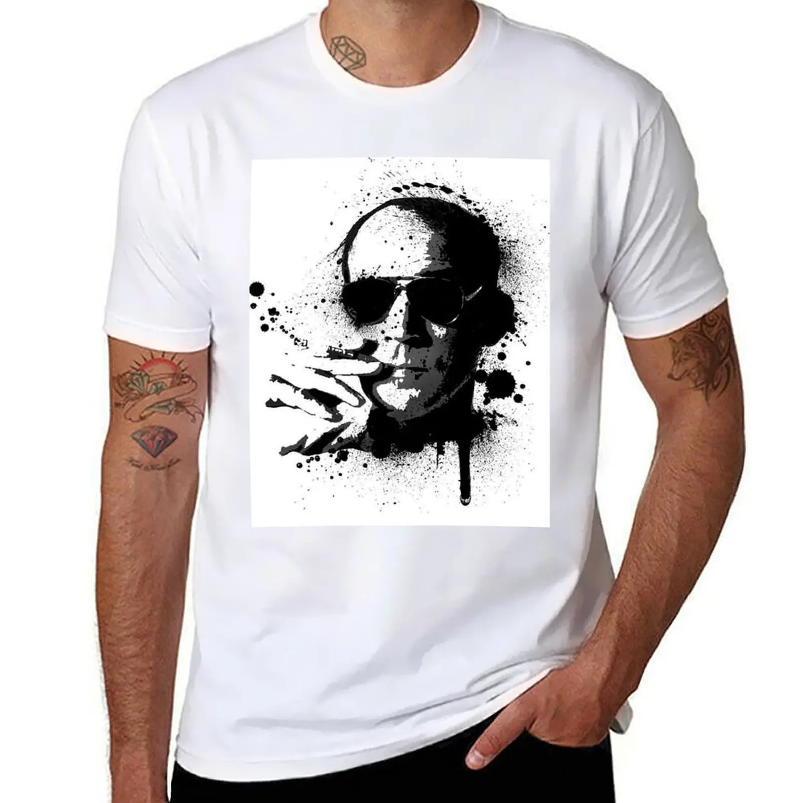 

Hunter S. Thompson B&W Print T-Shirt Long Lasting Casual T-Shirt