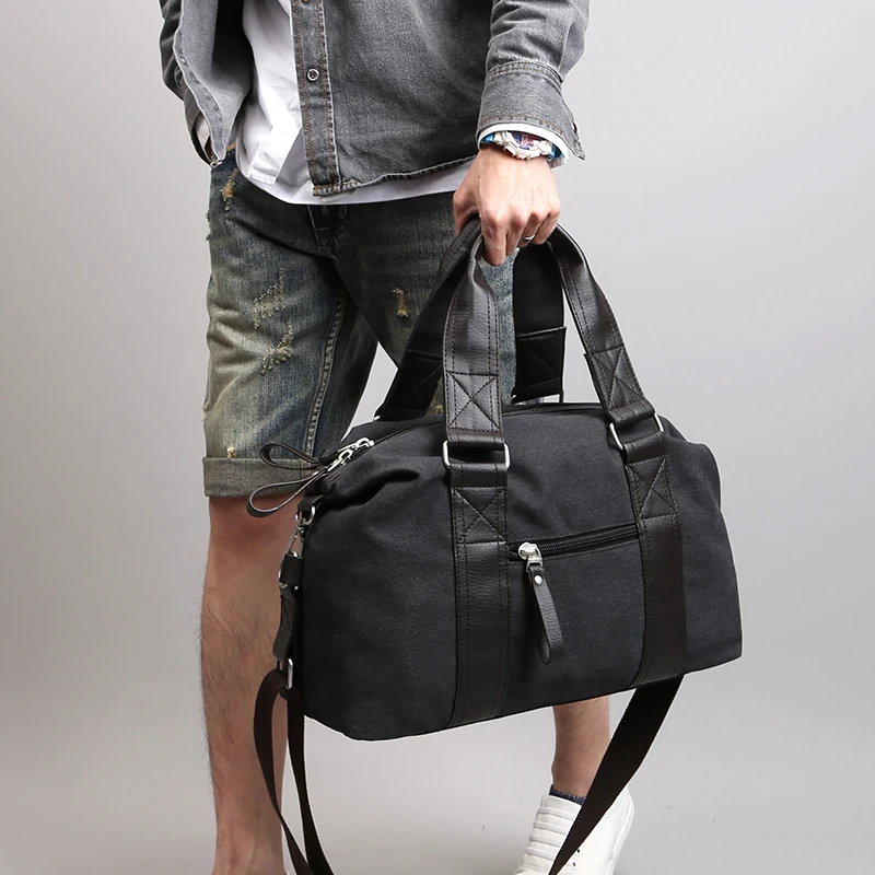 Vintage Canvas Leather Men Travel Bags Carry On Luggage Bag Men Duffel Bag Handbag Travel Tote Large Weekend Bag