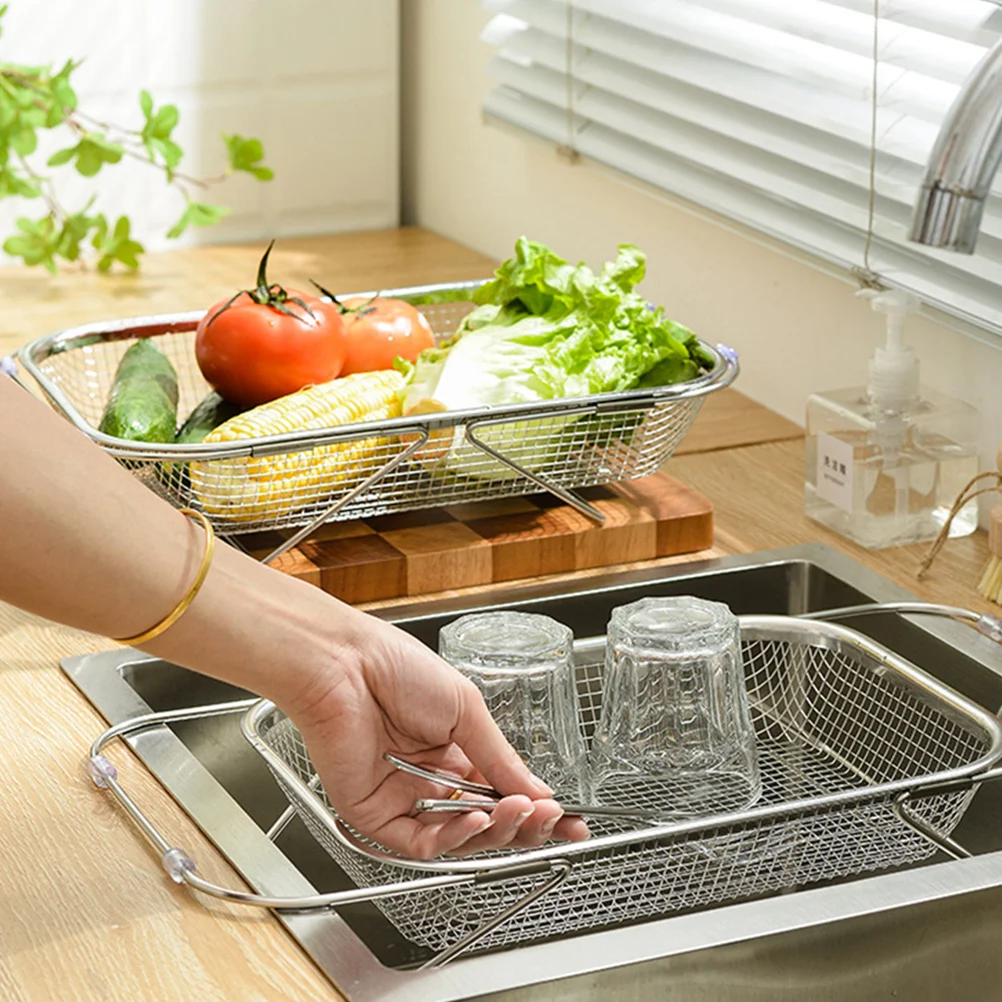 

Extendable Sink Basket Stainless Steel Drainage Drainer Silver Food Strainer Kitchen Sink Strainer Colander Waste Filter Dry