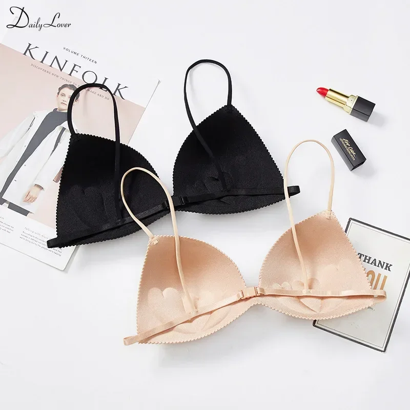 1PC Seamless Women Bra Underwear Women Ultra-thin Thin Shoulder Strap Girls Backless Bras Push Up Bra One Piece Bra Intimates