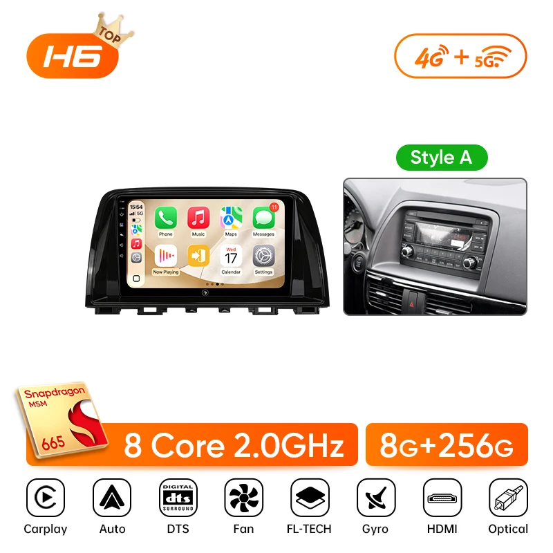 Ainavi autoradio voor Mazda CX5 CX-5 2012 2013 2014 2015 draadloze Carplay Android Auto stereo multimediaspeler WiFi 4G 2 Din