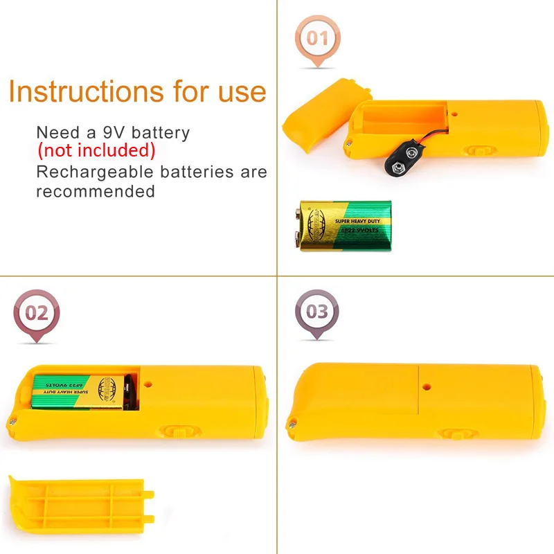 Dispositivo de entrenamiento antiladridos para perros, repelente ultrasónico LED para exteriores con luz Flash