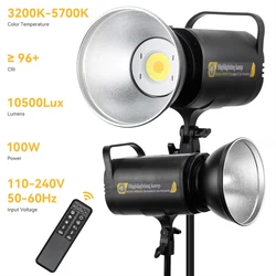 Luz de relleno LED para estudio de vídeo, 100W, 2700-6500K, regulable, montaje Bowens, luz continua, Control remoto, grabación de vídeo