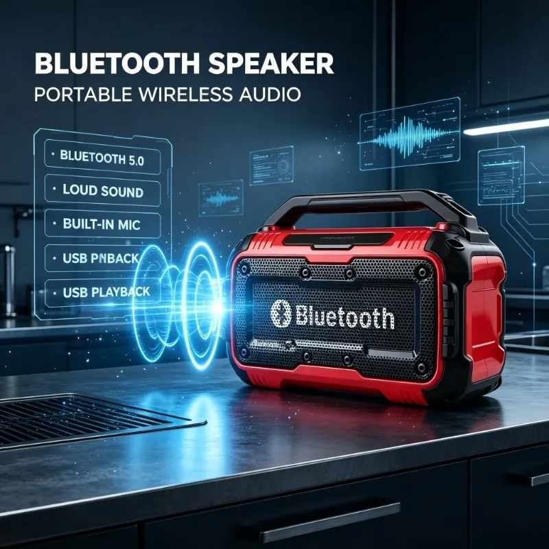 VES Portable Speaker Wireless Construction Site Waterproof Loudspeaker Stereo Surround For Milwaukee 18V 20V Battery Pin