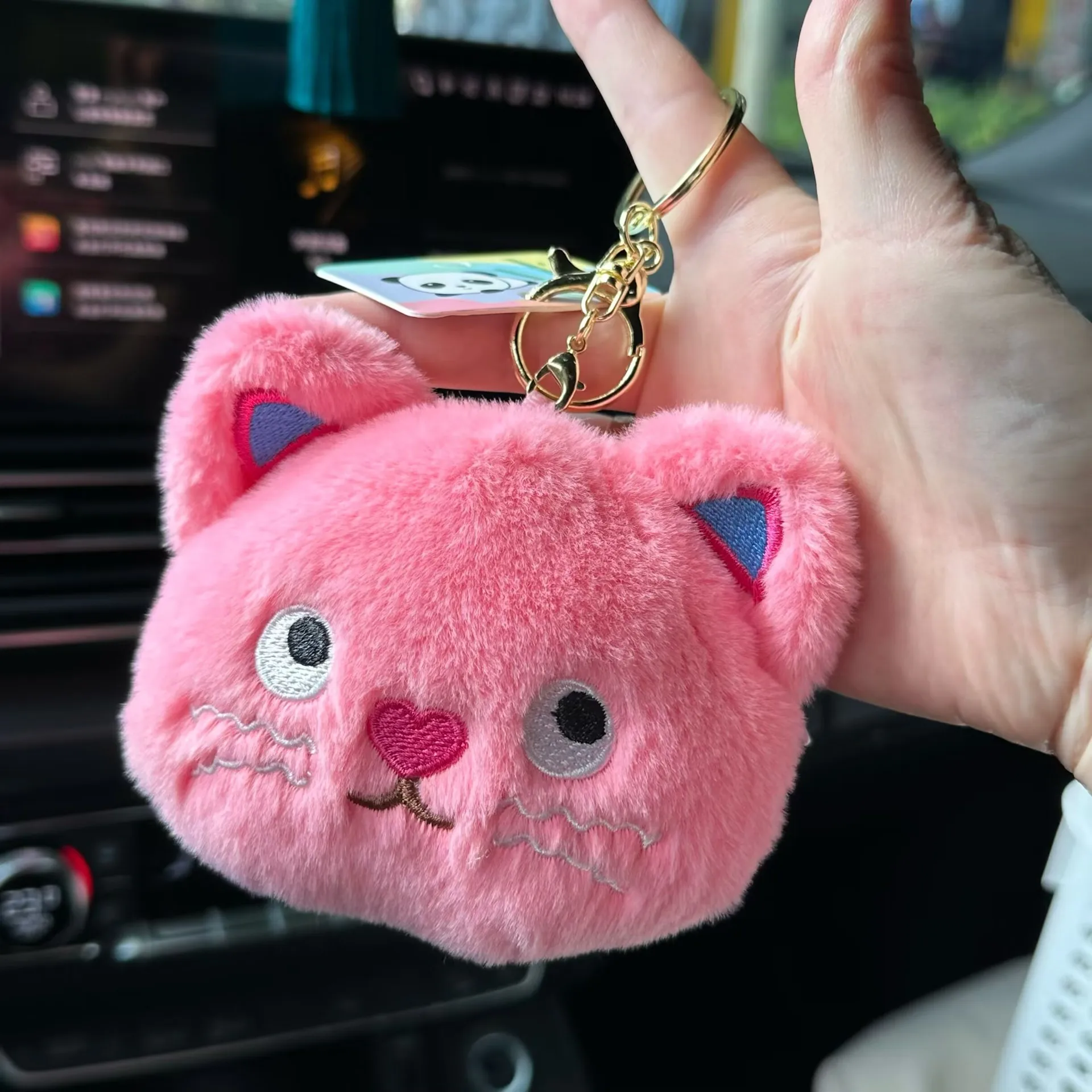 new Cute Dot Cat Wallet Cat Plush Cartoon Keychain Pendant Backpack Hanger Earphone Bag Coin Bag pink gift