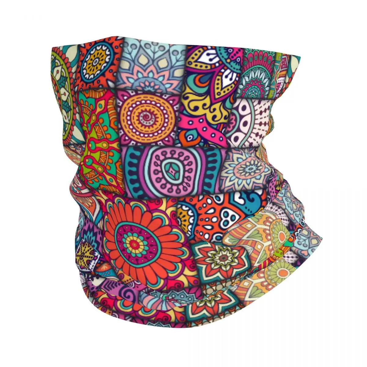 Custom Arabic Indian Ethnic Floral Mandalas Pattern Winter Headband Neck Women Hiking Cycling Tube Scarf Face Bandana Gaiter