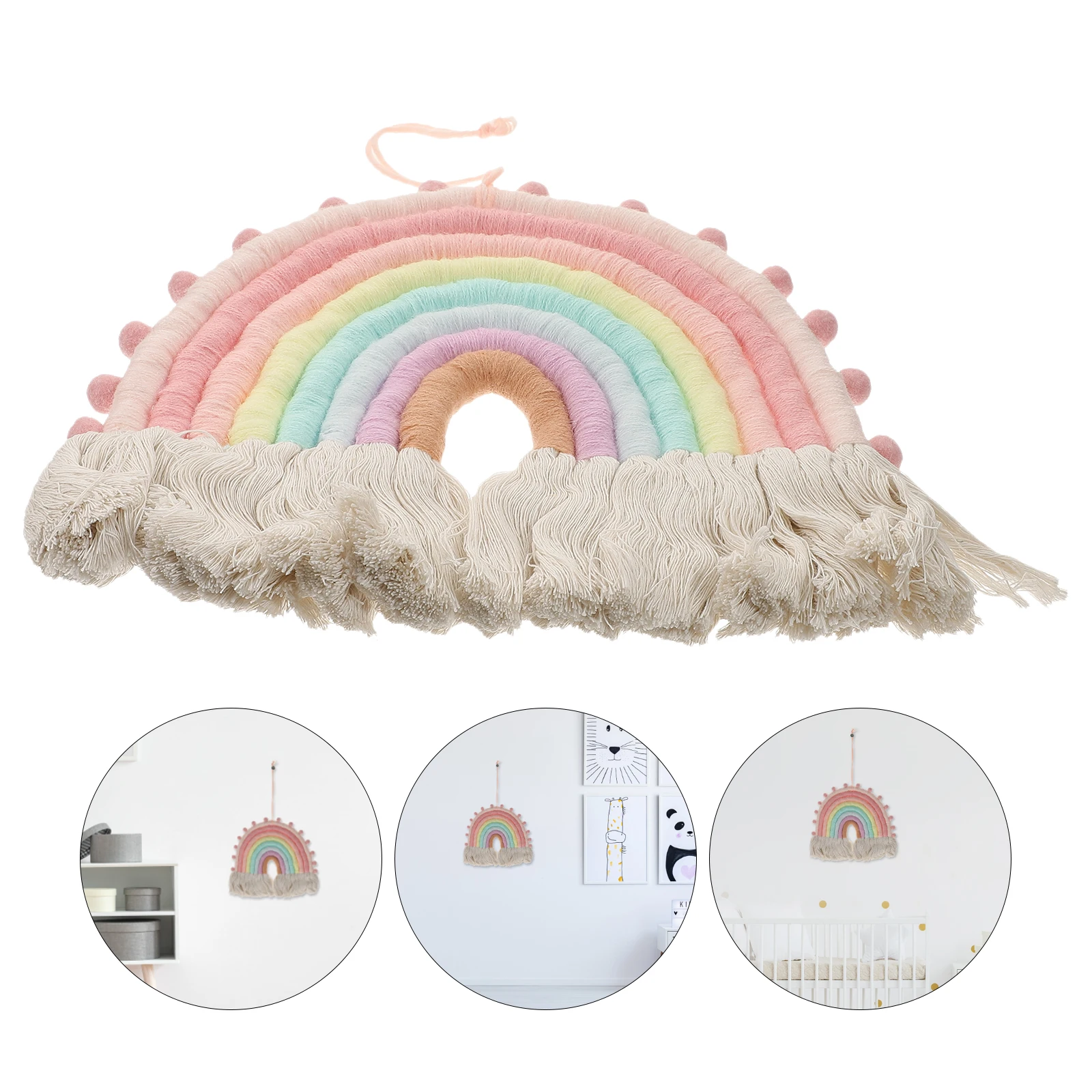 

Rainbow Tassel Pendant Children Rainbow Hanging Decor Room Pendant Hanging nament Cotton Thread Tapestry Wall H