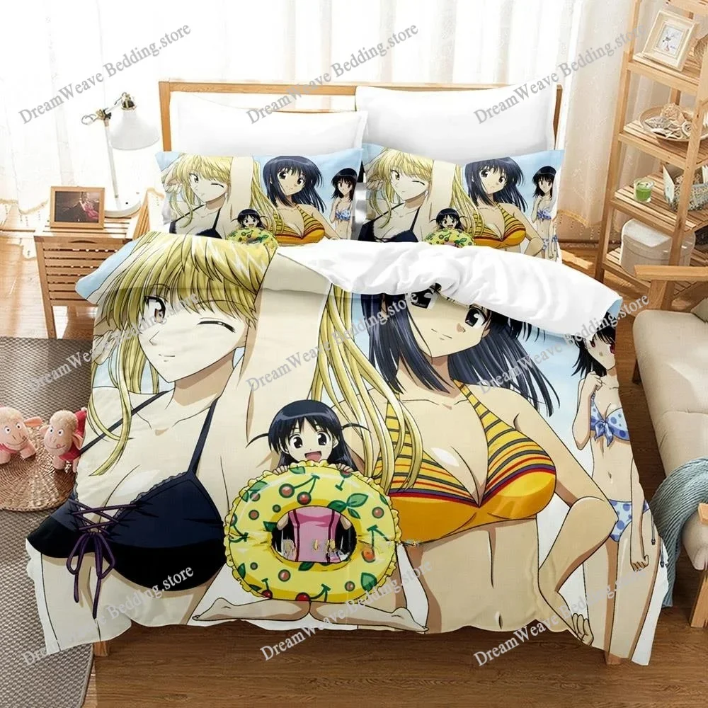 Conjunto de Cama School Rumble para Cama de Solteiro, Casal, Queen e King Size, Conjunto de Capa de Edredom para Adultos e Crianças, Conjunto de Lençóis com Impressão 3D