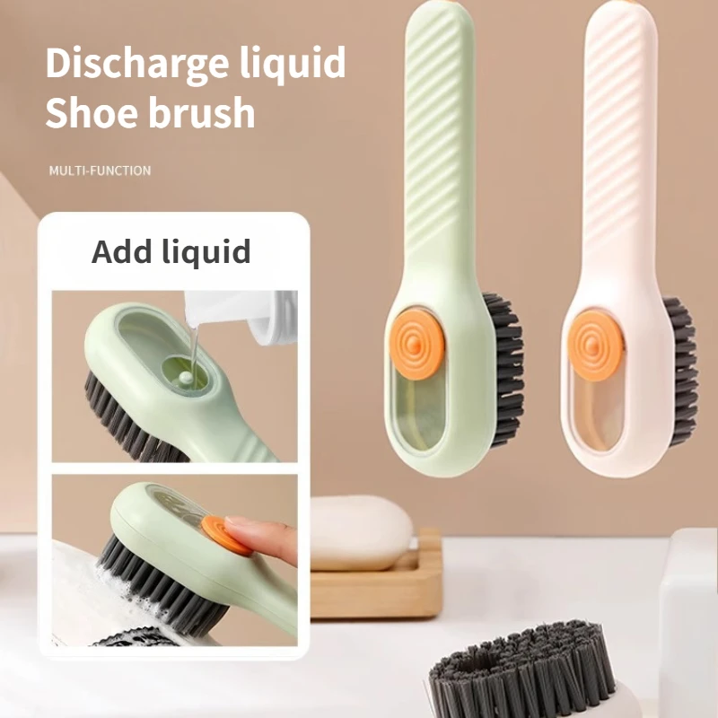 1pc Multi-function Automatic Spot Shoe Brush Soft Hair Hand Pressure Hanging Hole Suitable for Clothing Carpet Plastic Handles