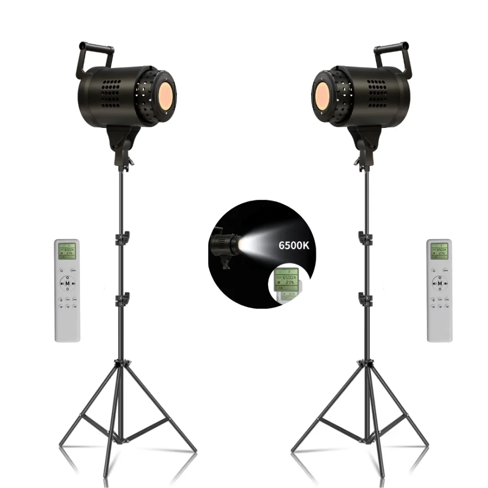 Bowens kit de estúdio de vídeo 115w fotografia cob luz regulável kit lâmpada led flash estúdio 220vlighting 3000-6000k 3 cores