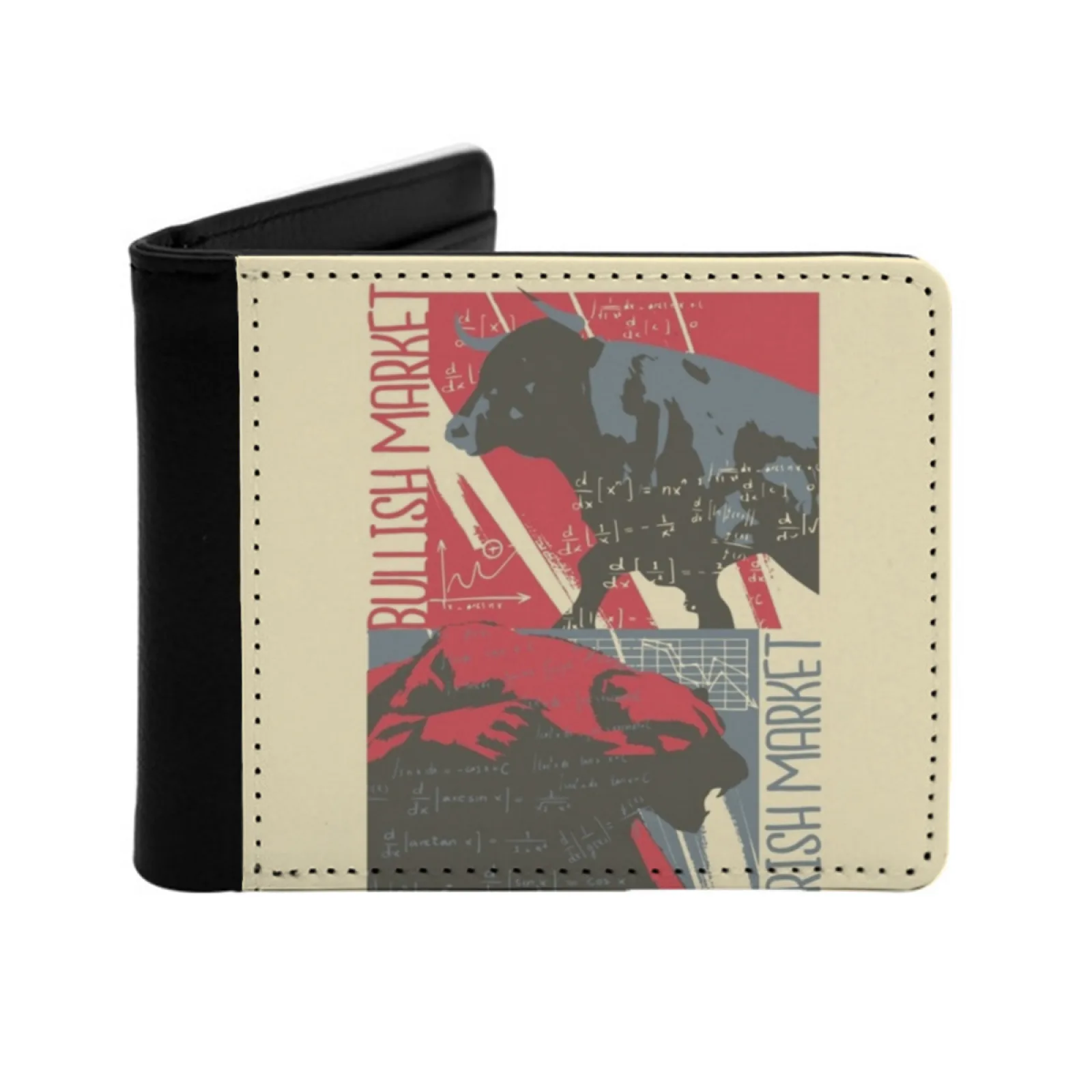 

Bull And Bear Market Day Traders Gift Personalized Men's Leather Wallet Credit Card Pouch Purse Stock Market Bull Bear Money