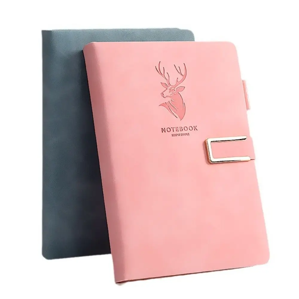 

2024 Portable Business Notebook 160 Pages Retro Leather A5 Notebook Memo Pad with Buckle Meeting Planner School Office