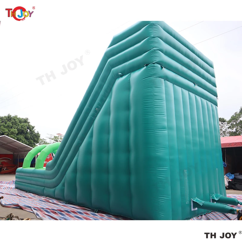 12x5m Outdoor Giant Commercial Grade Pvc  Green Color Double Lanes Inflatable Dry Slide For Kids And Adults