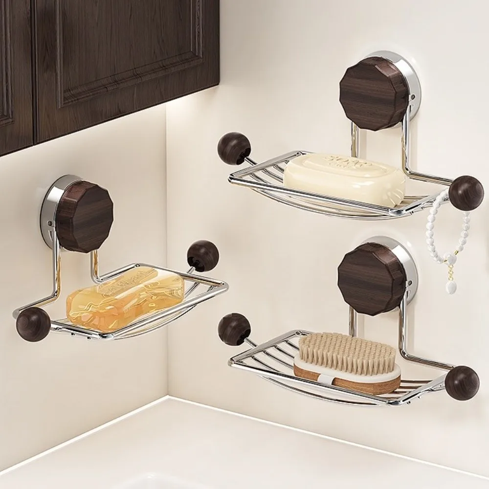 

Soap Tray Vacuum Suction Cup Soap Dish No-Drilling Self Draining Shower Soap Holder Wall Mounted Stainless steel