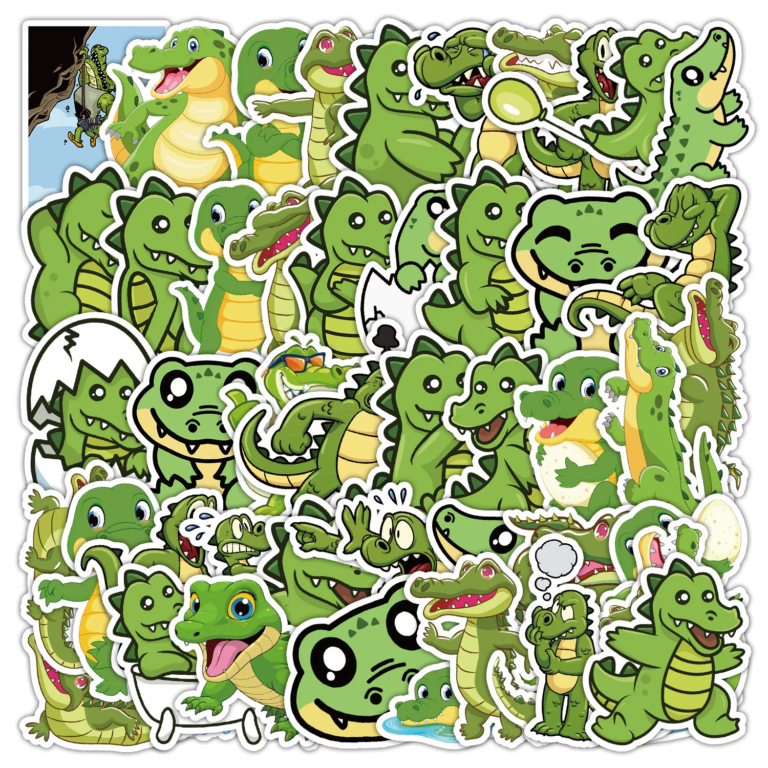 

50Pcs Cartoon Crocodile Series Stickers Suitcase Phone Case Water Bottle Waterproof Decoration Diy Sticker Packs