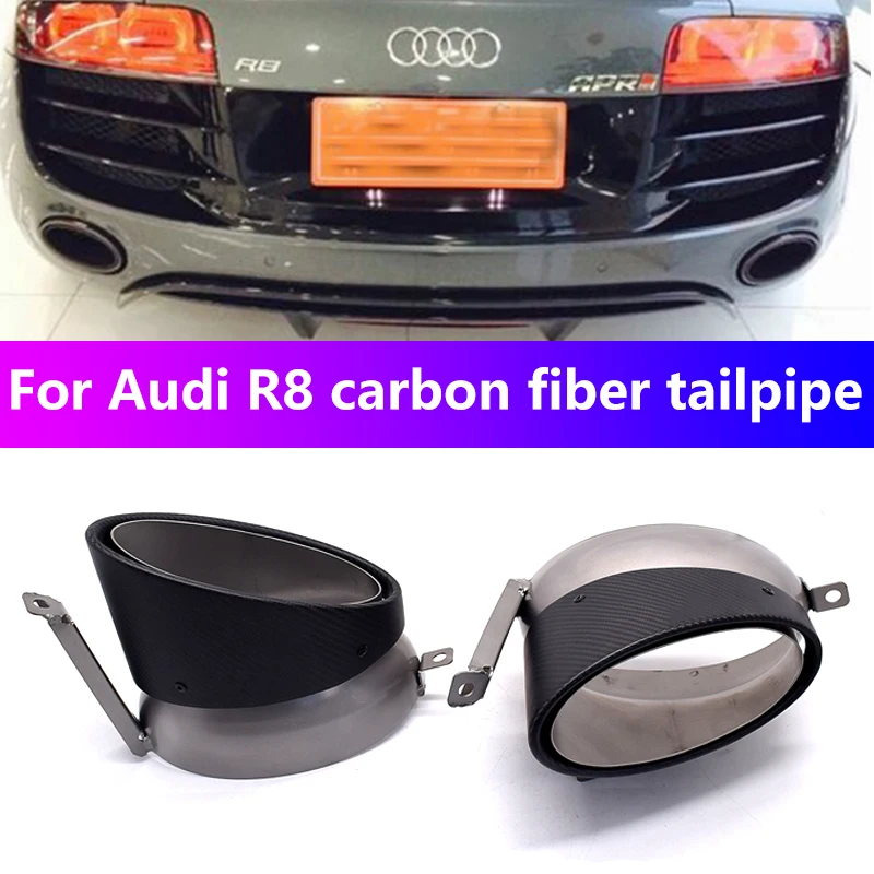 For 2007-2015 Audi R8 V10 Exhaust Pipe Upgrade Carbon Fiber Oval Muffler Tip Nozzle Exhaust Head