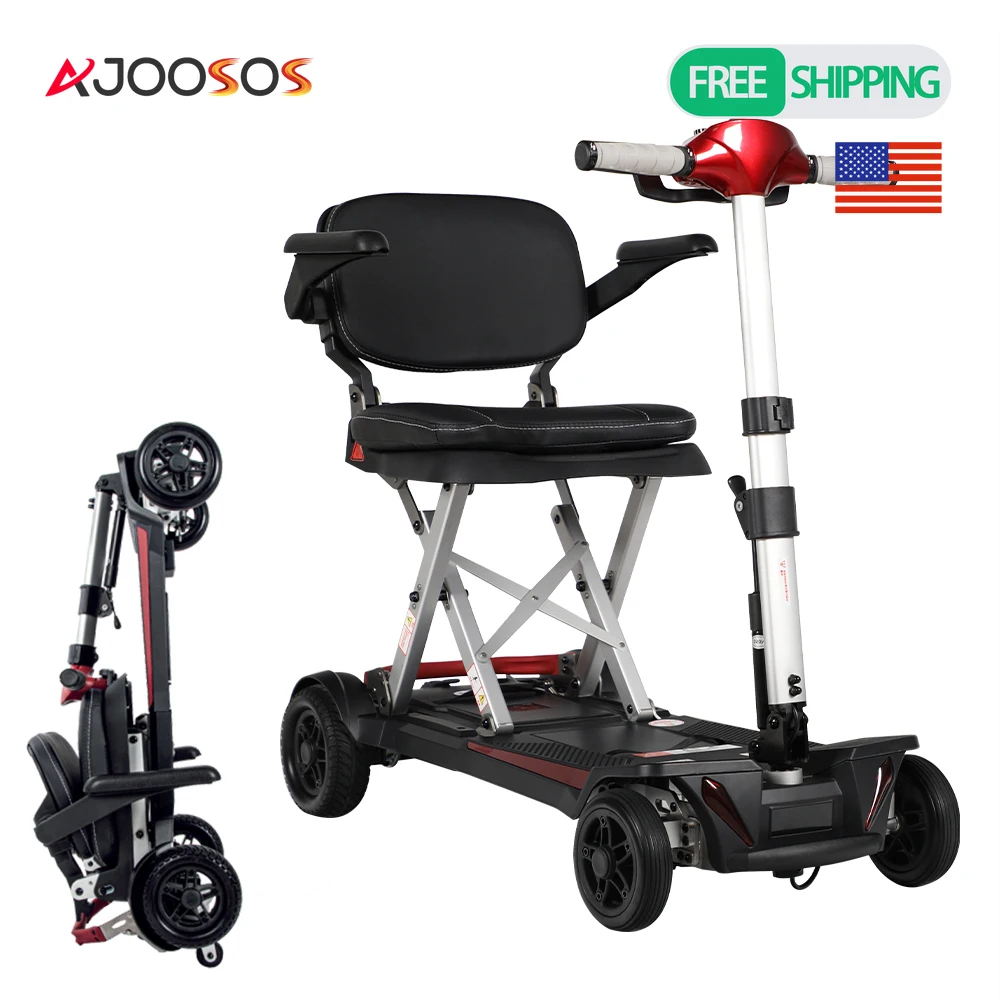 

4 Wheel Folding Design Electric Mobility Scooter Aluminum Alloy Frame Lightweight Portable for Seniors Adults Powered Wheelchair