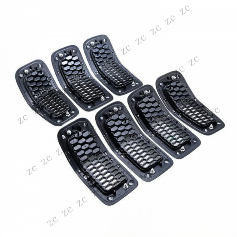 S+ 7x Chrome Radiator Grille Cover Inserts Trim For Jeep Cherokee 14-18 68138335AB