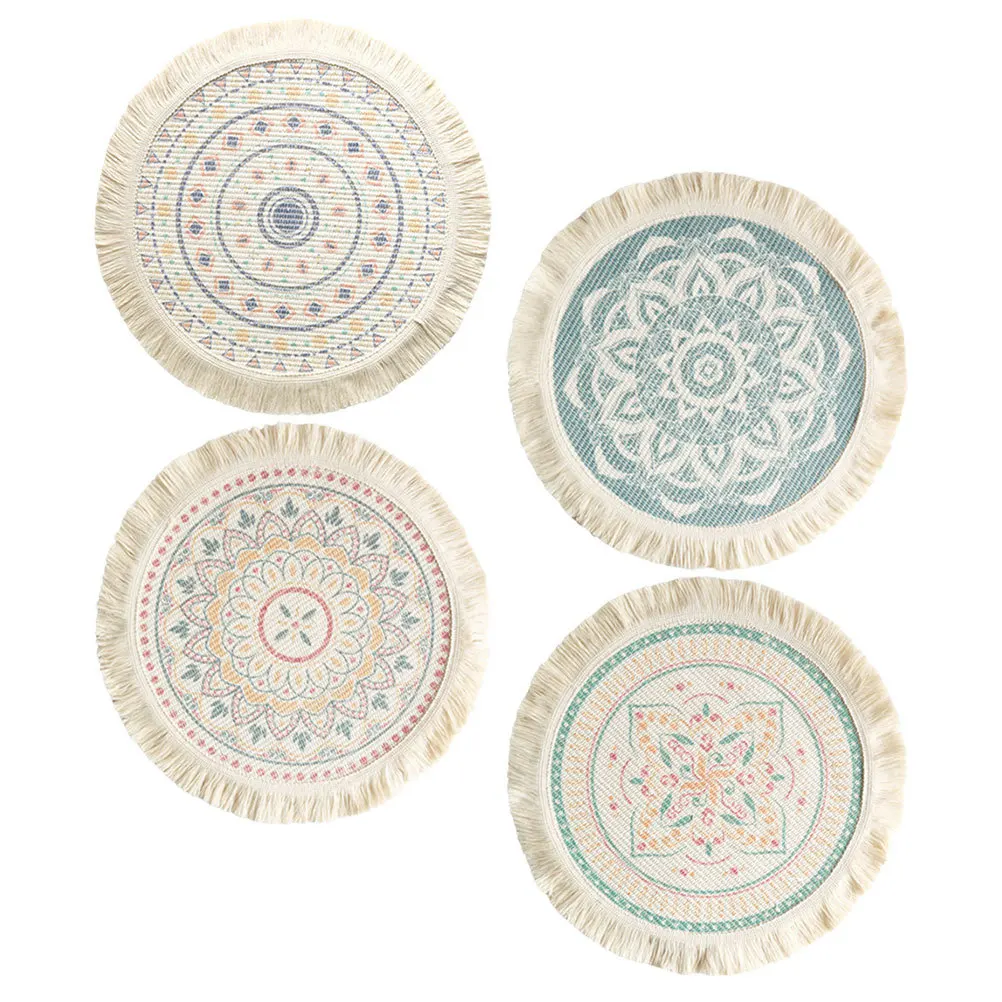 

4Pcs Cotton Woven Placemats Heat-Resistant Anti-Skid Table Mats for Kitchen Dining Room Woven Placemat Place Mat
