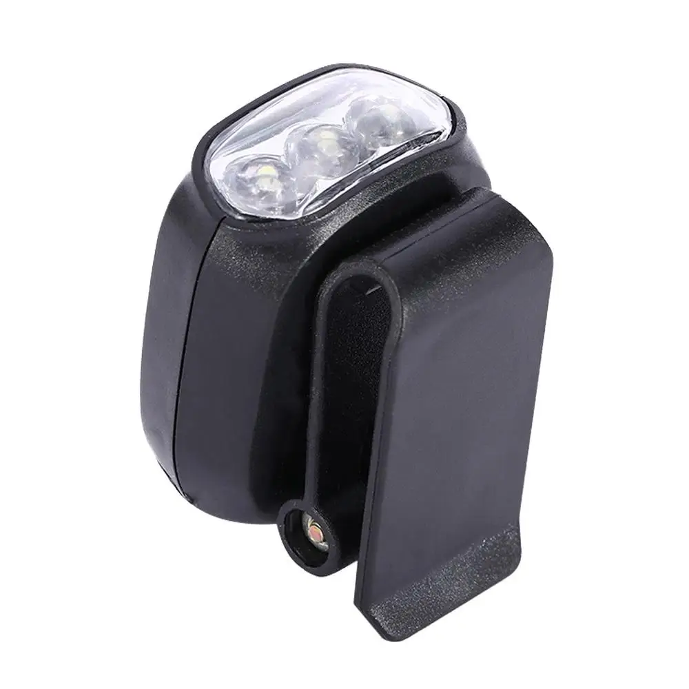 Portable Bright 3 LED 90 Degree Clip-On Caplight Hat Lamp Clip-on Cap Lamp Headlamp