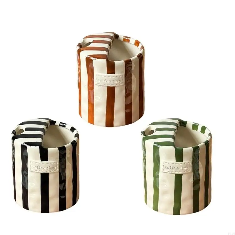 

Striped Ceramic Mug Heat Resistant Handheld Cup For Coffee Hot Cold Drink Holiday Gift Christmas Valentine Mother Day P9YB