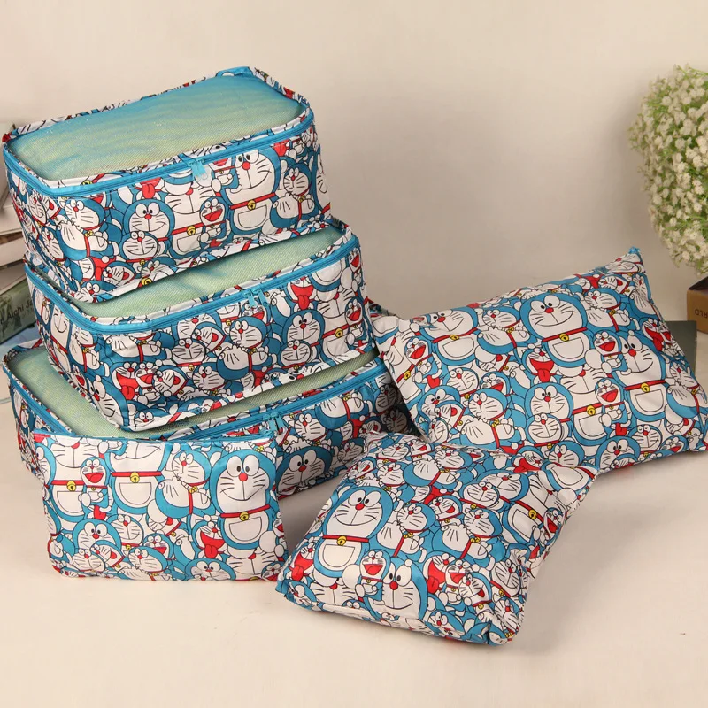 화장품 가방 징글캣 속옷 보관 가방 6개 핸드백 여행용 보관 가방 도라에몽 여행용 접이식 옷 정리 가방