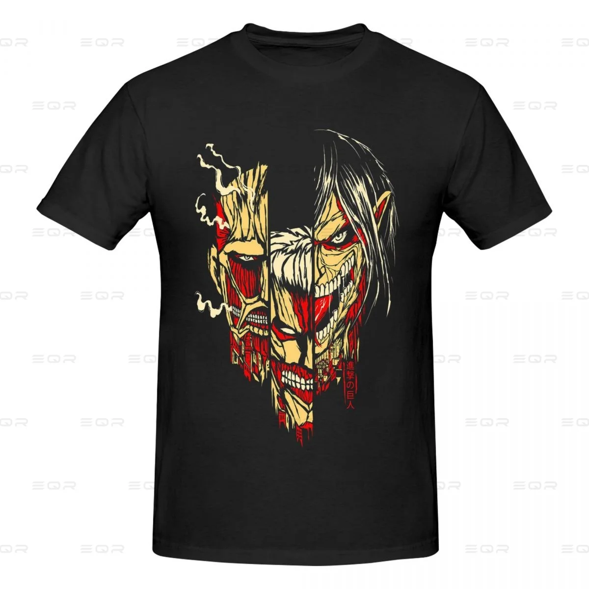 

Eren Shingeki No Kyojin Men's round neck Oversized T-shirt,Japanese Anime Colossal Attcak On Titan TEES