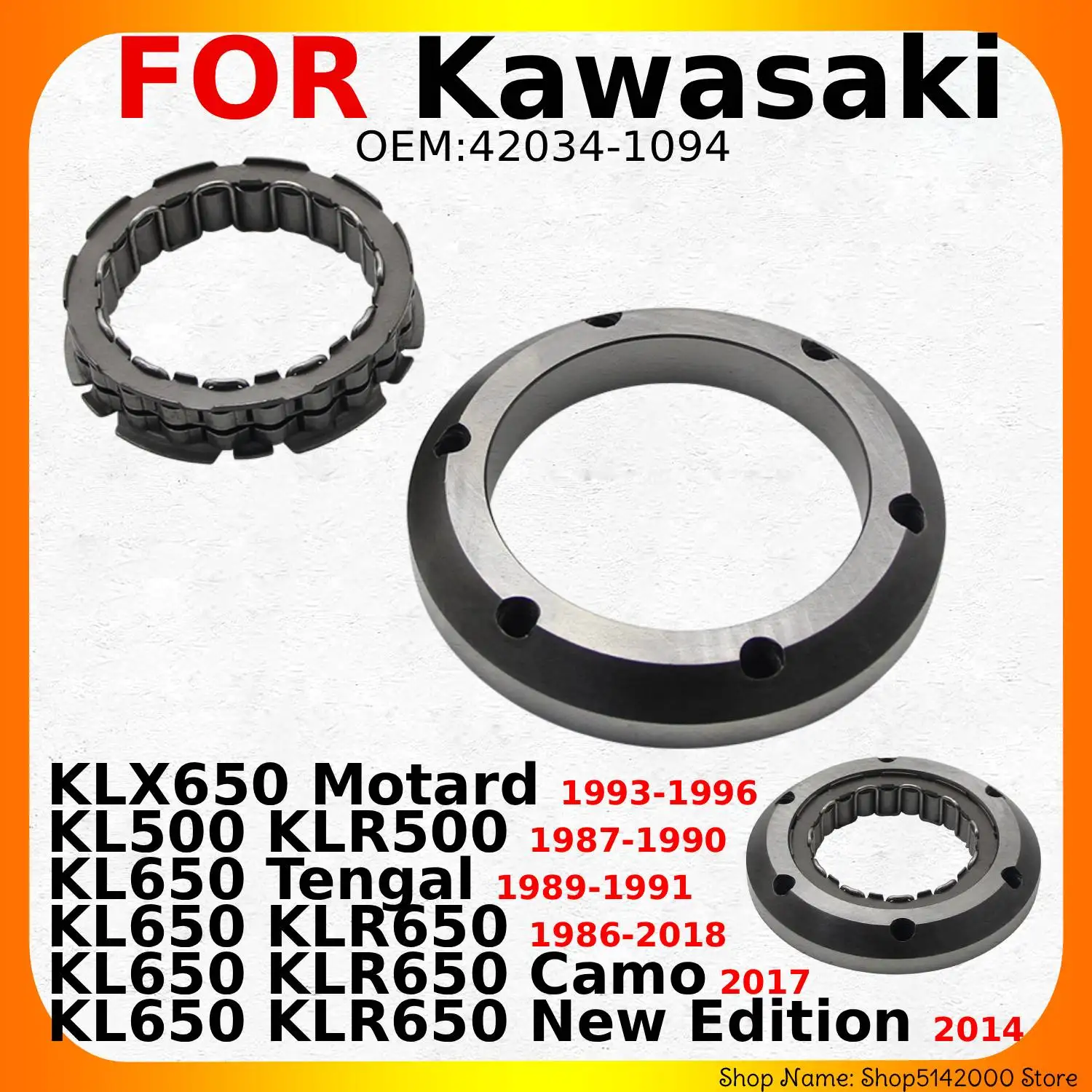 Piezas de embrague de arranque de motocicleta para Kawasaki KLX650 Motard KL500 KLR500 KL650 Tengal KL650 KLR650/KLR650 Camo OEM:42034-1094