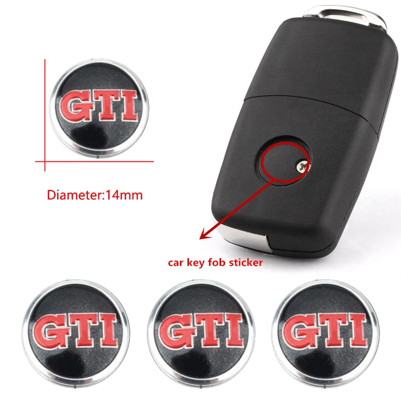 

2026 Hot For VW VOLKSWAGEN 3pcs 14mm Car Metal Emblem Stickers Auto Remote Key Logo For Volkswagen VW GTI Polo Golf Caddy Jetta