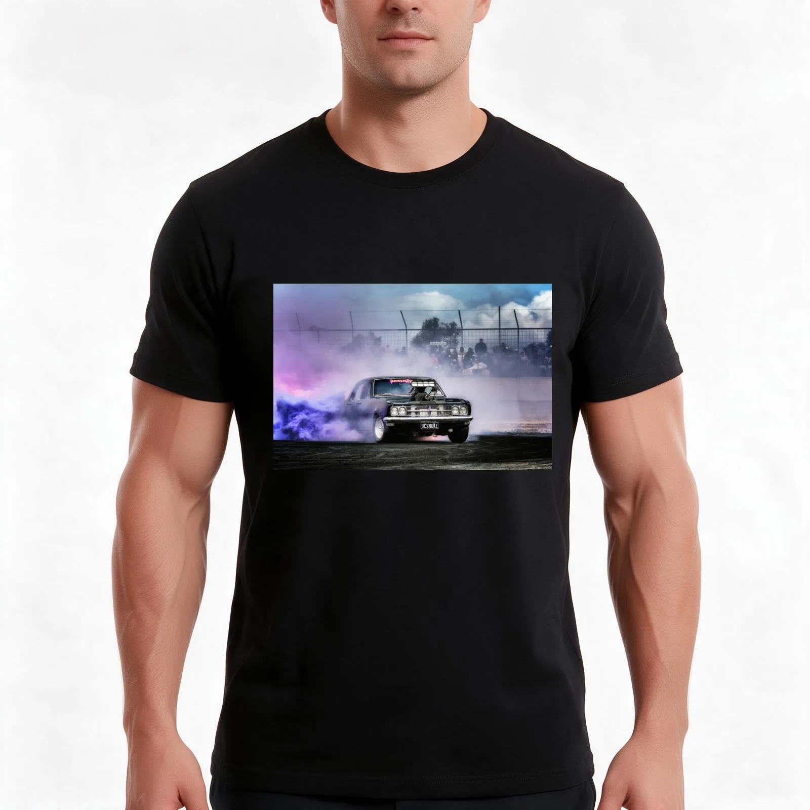 UCSMOKE Tread Cemetery Burnout T-Shirt, Summer Casual Cotton Tee, Oversized Streetwear Tops, Vintage Graphic Print, 100% Cotton