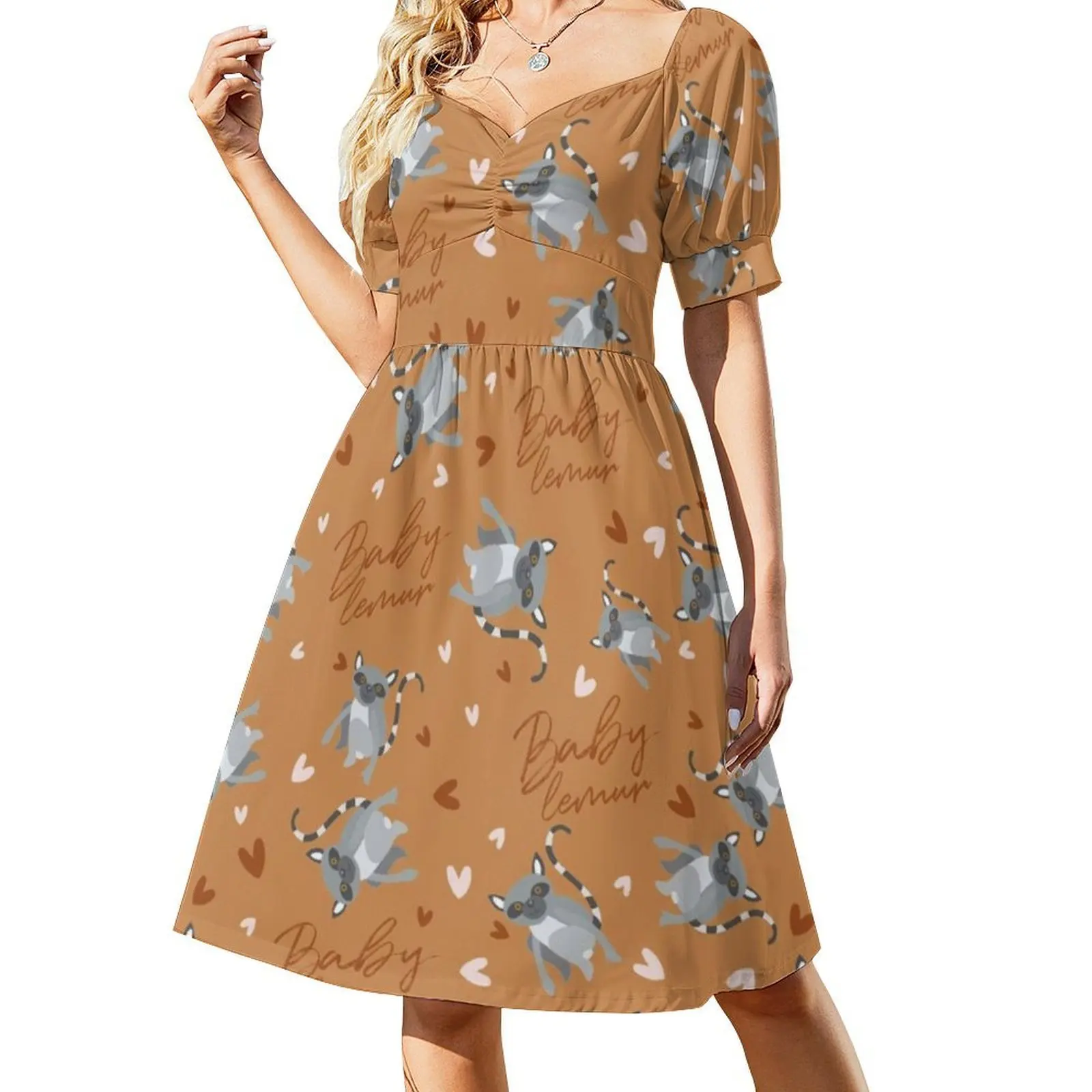 فستان حفلات نسائي بنمط سلس من Baby Lemur ملابس عصرية مطبوعة للنادي للسيدات نمط Lemur بدون خياطة #2