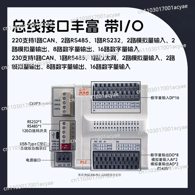 Integrated PLC controller CANopen and Modbus-RTU/TCP Ethernet digital analog