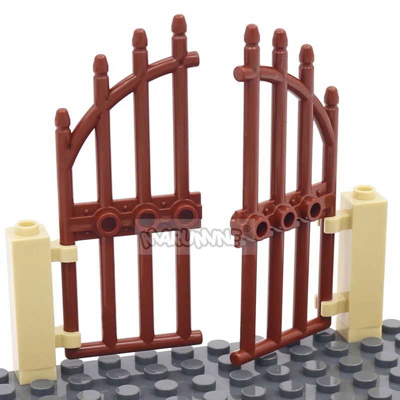 Marumine MOC Bricks Door 1x4x9 Arched Iron Gate Accessories Compatible 42448 City Street View House Buidling Blocks Castle Parts