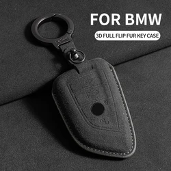 Leather car key case For BMW X1 X3 X5 X6 X7 F20 F15 F16 F48 G20 G30 G01 G02 G05 G11 G32 1 3 7 Series Keychain Suede Accessories