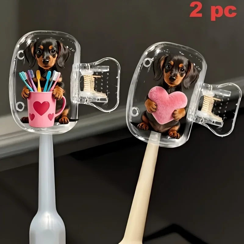 2pcs Dachshund Toothbrush Holder Protect Toothbrush Cleanliness Ideal for Home Organization Travel Essentials Gift for Boys