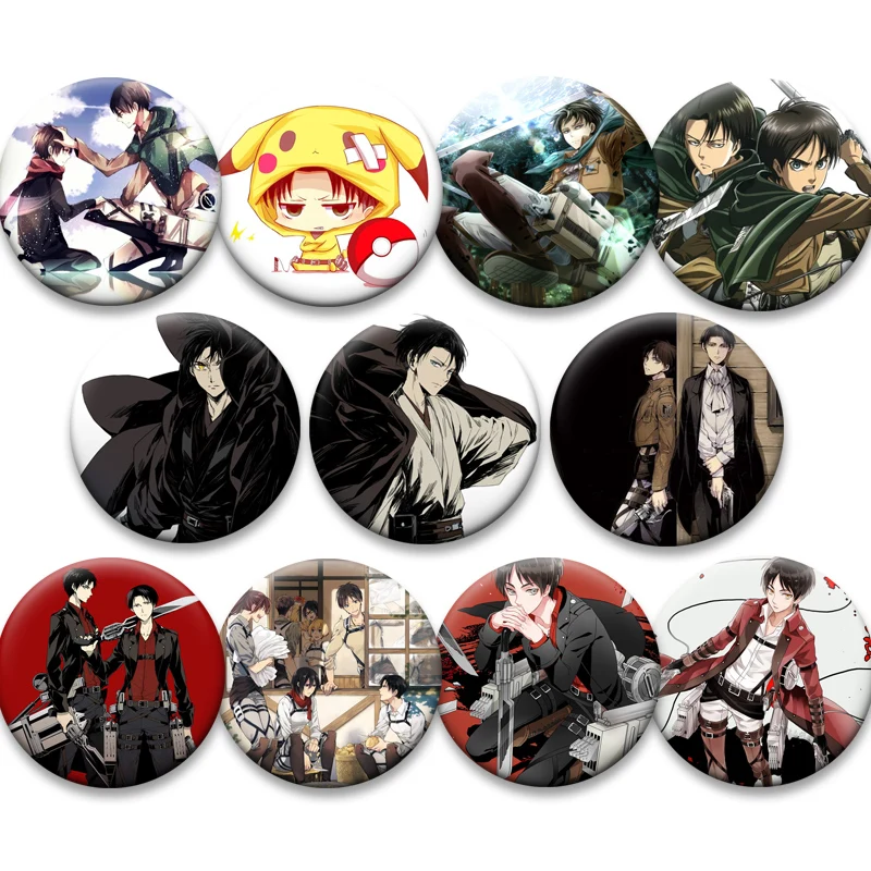 

Anime Attack on Titan Pins Eren Kruger Grisha Jaeger Eren Jaeger Cartoon Brooches Round Display Badge Bag Accessories Decoration