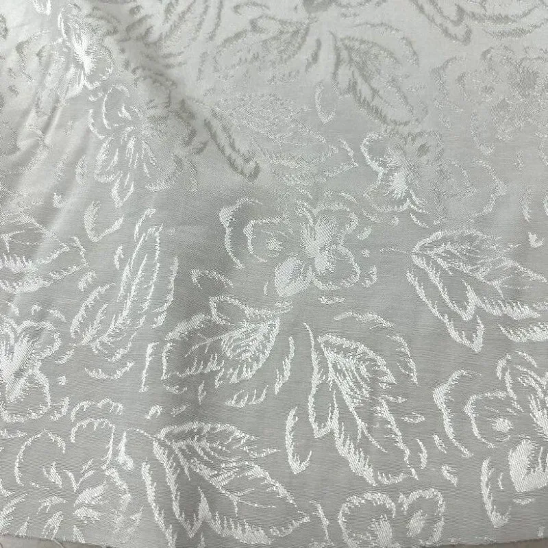 

1meter 100% Cotton Fabric White Leaf Petal Yarn Dyed Jacquard for Spring Summer Shirt Pants Dress DIY Sewing Accessories