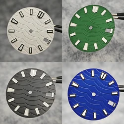 28.5mm Watch Dial C3 Green Luminous Wave Pattern Watch Faces Watches Replacement Accessories for NH35/ NH36/ NH34 Movement