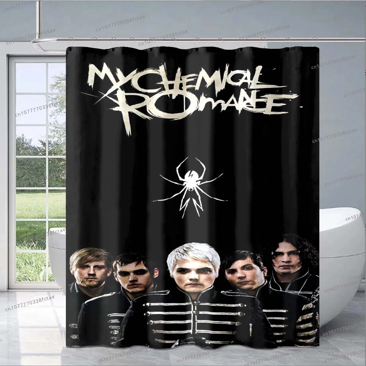 My Chemical Romance Shower Curtain Rock Band Skull Pattern Shower Curtain Adult Bathroom Fashion Decorative Shower Curtain