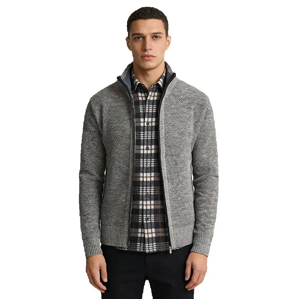 Nowość Sweter z dzianiny Mężczyźni Wiosna Jesień Casual Fleece Cardigan Mężczyźni Swetry Płaszcze Jednolity kolor Plus Rozmiar 3XL 5 kolorów — zdjęcie 2