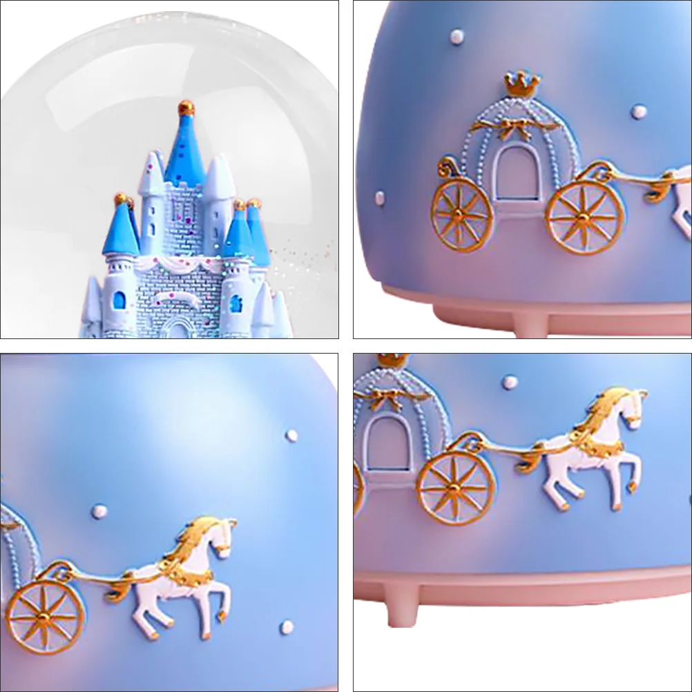 

1Pcs Music Snow Globe Fairy Tale Castle Crystal Ball Desktop Ornament Clear Transparent Desktop Ornament Birthday Gift