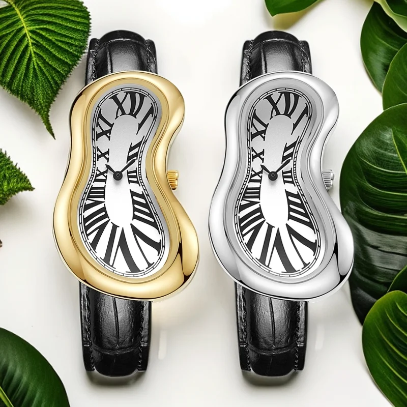 

Новые витые корпуса в стиле Y2k, 2024, модные кварцевые мужские часы, нишевые часы с индивидуальным дизайном, кожаные водонепроницаемые часы, подарок