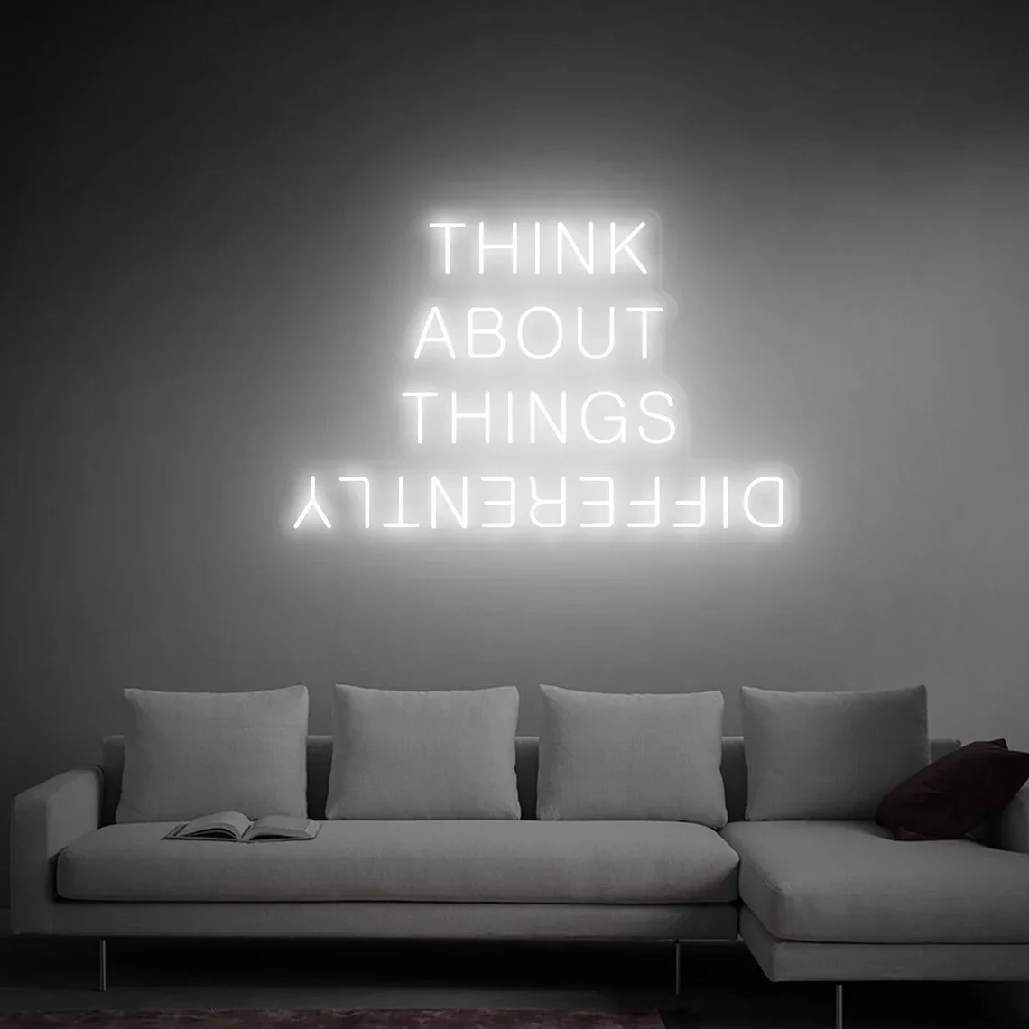 

Think About Things Differently Neon Light Sign, Birthday Gifts Neon Sign LED Light Sign Room Yard Home Wall Decor Art, Gift for