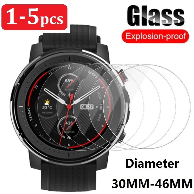 Tempered Glass for Smart Watch Smartwatch Screen Protector Film Diameter 38MM 37MM 36MM 35MM 33MM 39MM 40MM 42MM 44MM 30MM-46MM