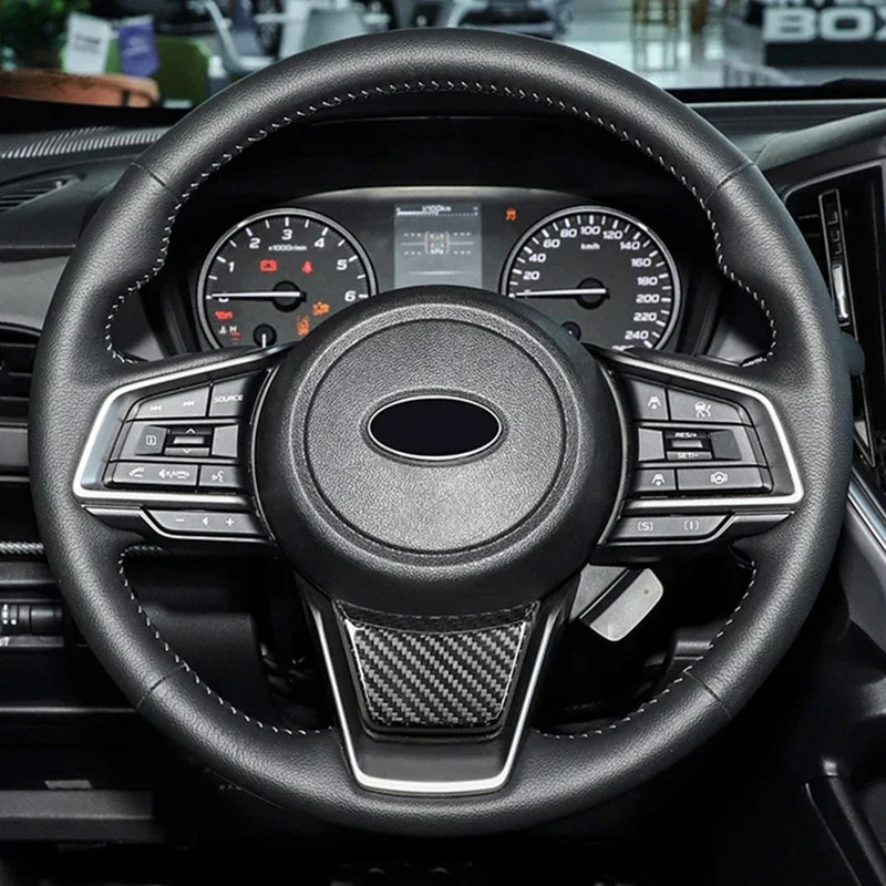 For SUBARU Real Dry Hard Carbon Fiber nterior Steering Wheel Bottom Sticker Interior Cover Impreza Crosstrek 2024 modification