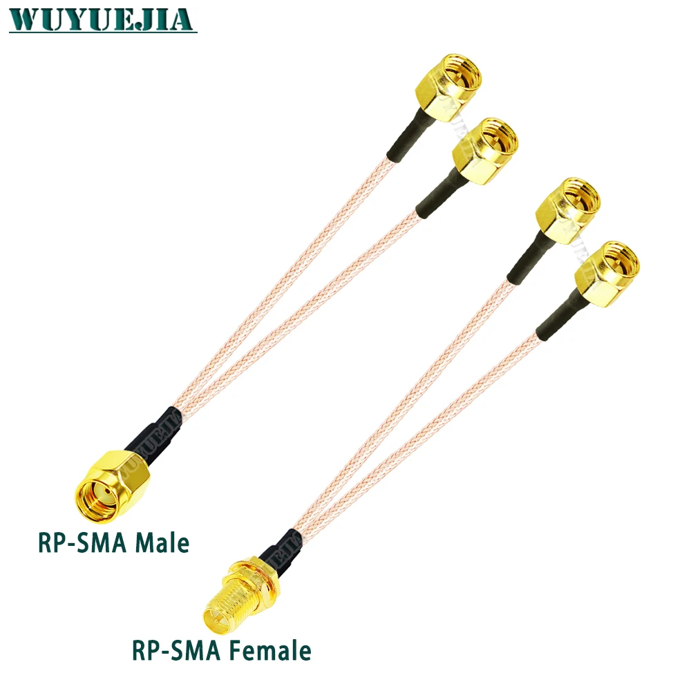 

15cm Y Type 1 to 2 Splitter RP-SMA Male to Dual SMA Male / Female Combiner 3G 4G antenna Extension Cord RF Coaxial Pigtail Cable