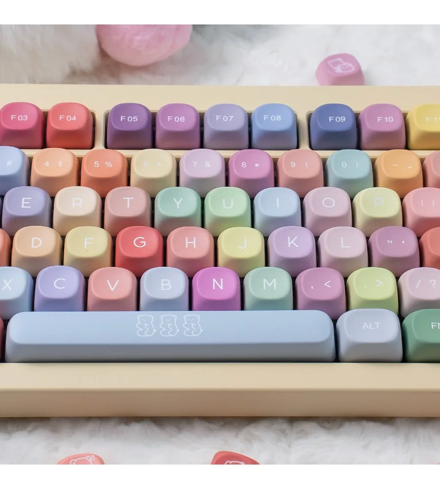 MOA gummy bear theme keycaps color cute PBT five-sided hot sublimation suitable for wooting and other mechanical keyboards