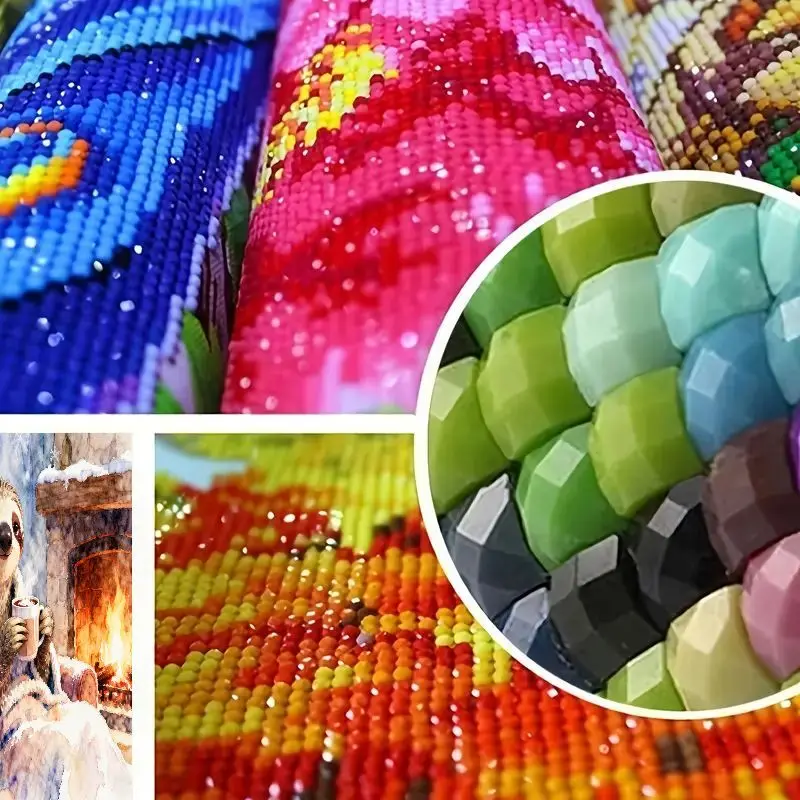 1 قطعة 5D مجموعة طلاء الماس الحفر الكامل ، DIY رائعتين الكسل بواسطة مريح الموقد مشهد الشتاء مع كوب الكاكاو الساخن ، حجر الراين الكريستال