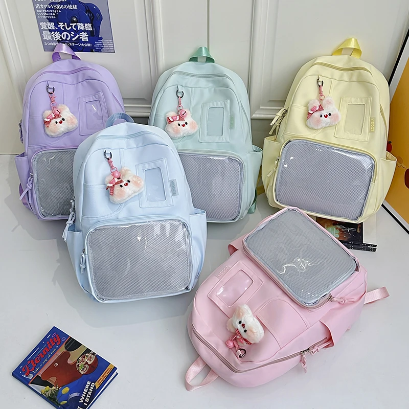 

New Harajuku Ita Bags Women Lolita Transparent Daypack High Capacity Ladies Sweet Cute Y2k Backpacks Japanese Kawaii School Bag